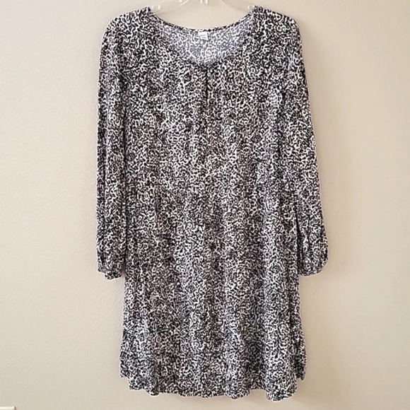 Old Navy Brown Leopard Print Long Sleeve Dress - Size Medium - Picture 1 of 8